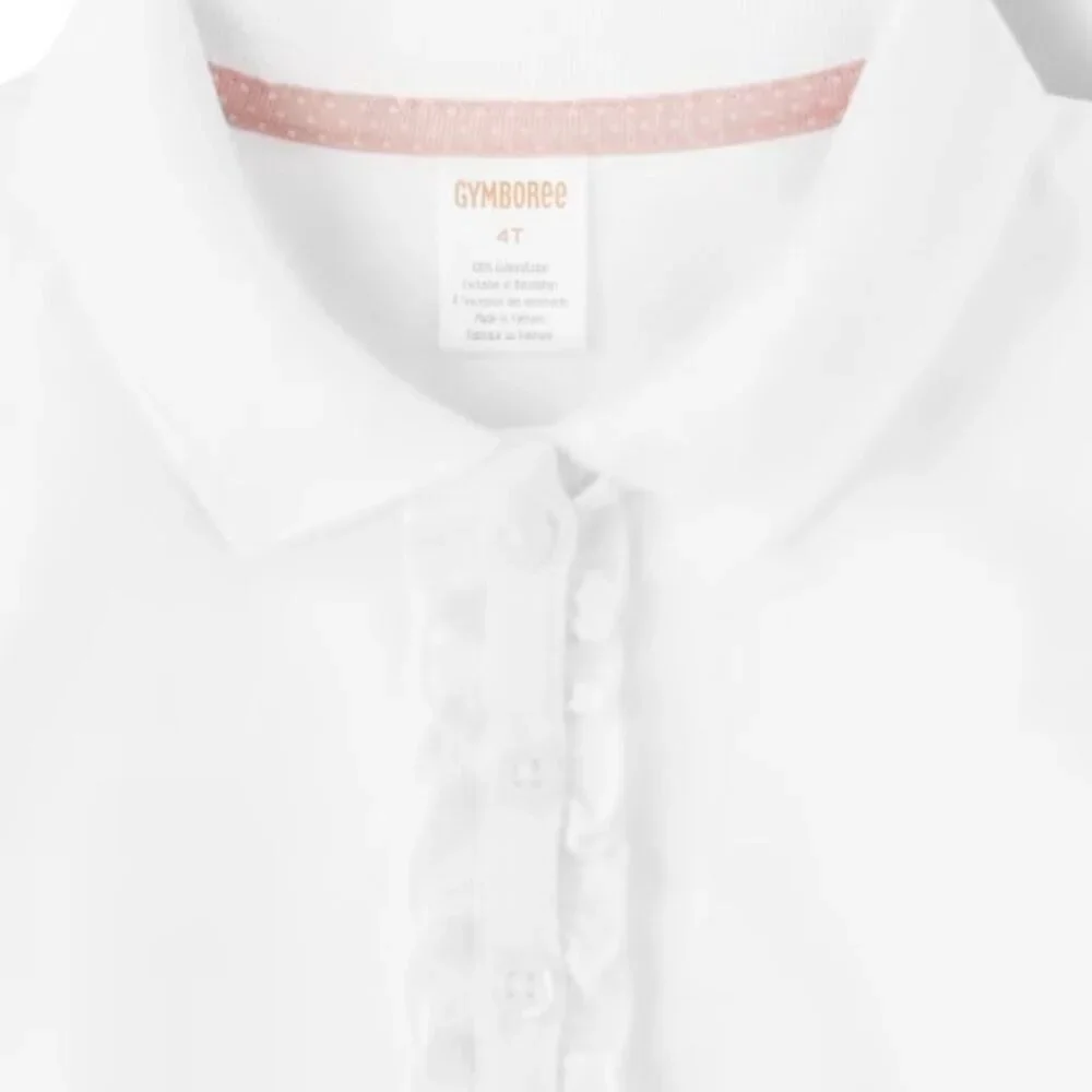 Gymboree Girls 12 White Long Sleeve Ruffle Polo NWT School Classic Preppy